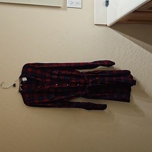 Divided Button Up Flannel Dress